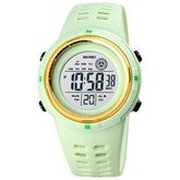 SKMEI 1773 Triplicate Round LED Dual Time Digital Display Colorful Backlight Electronic Watch